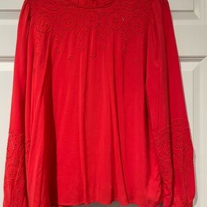 LOFT Embroidered Eyelet Blouse